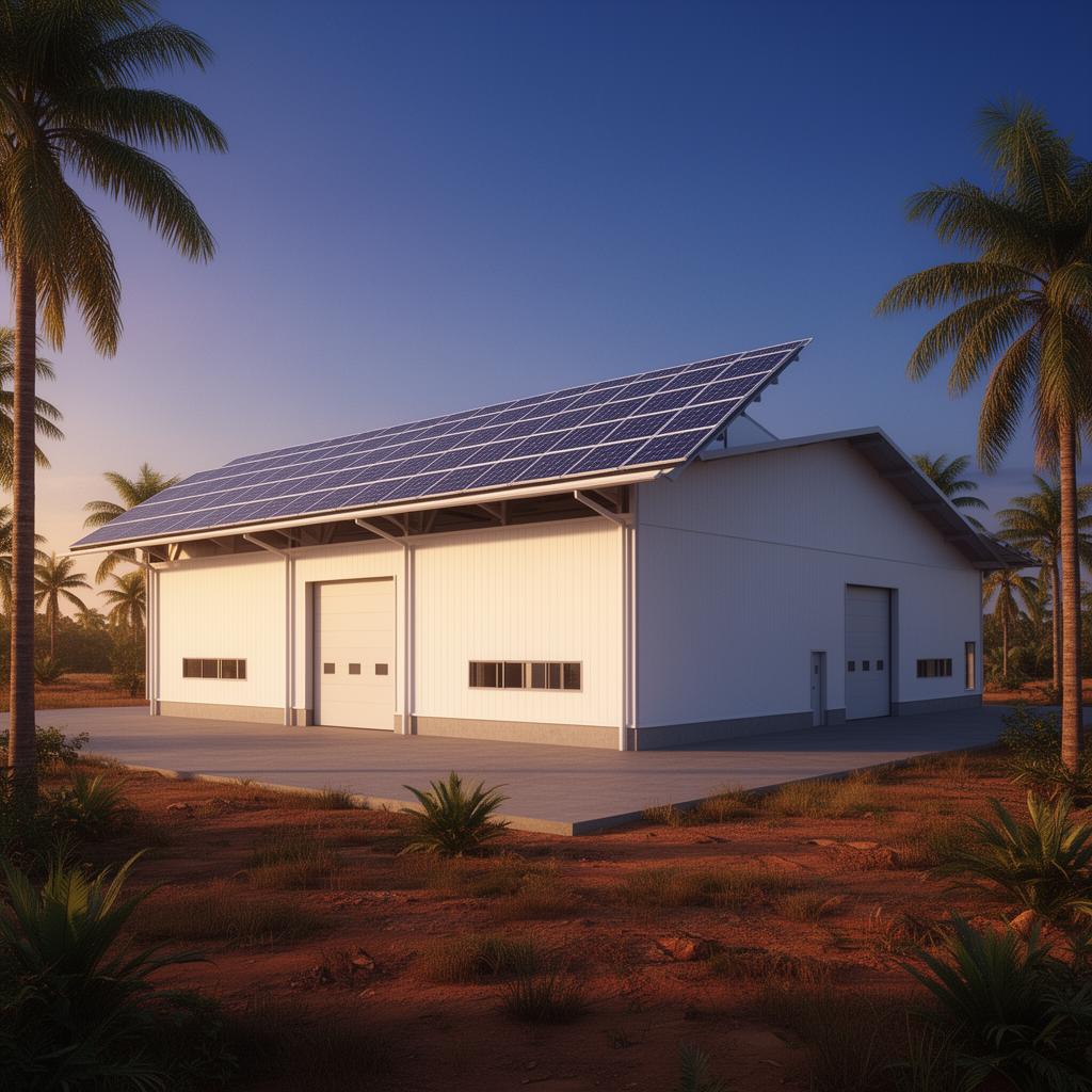 Cold storage and ice production facility with solar canopy